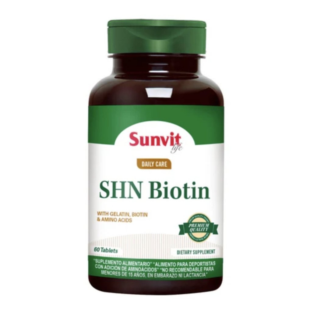 SHN Biotin, Biotina + Colágeno + Aminoácidos, 60 caps, Sunvit
