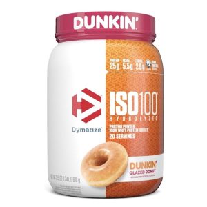 Iso100, Dymatize 1.43lb DUNKIN, 20 servicios.