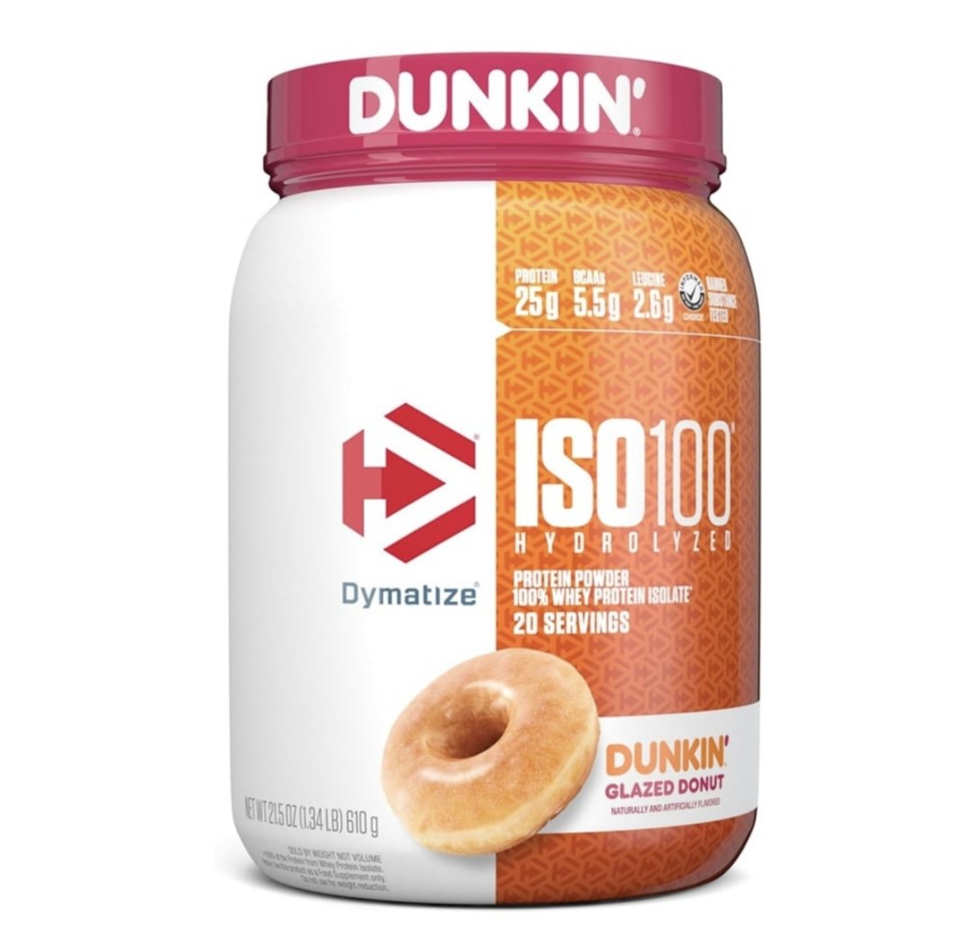 Iso100, Dymatize 1.43lb DUNKIN, 20 servicios.